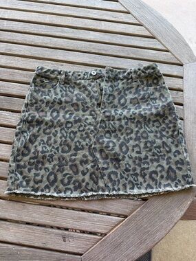 Umgee Leopard Print Mini Skirt in Green, Brown and Black